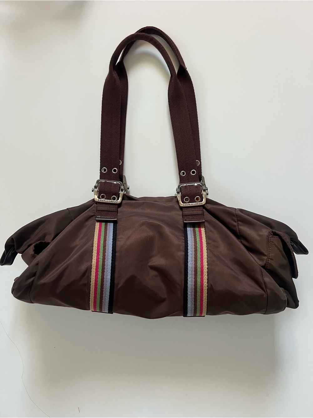 Vintage Franco Sarto Brown Nylon Shoulder Bag